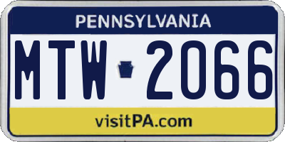 PA license plate MTW2066