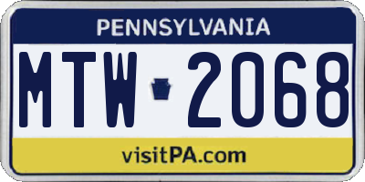 PA license plate MTW2068