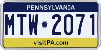 PA license plate MTW2071