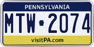 PA license plate MTW2074