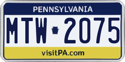 PA license plate MTW2075