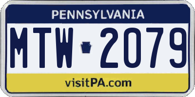 PA license plate MTW2079