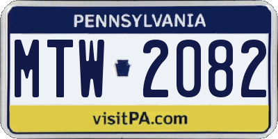 PA license plate MTW2082