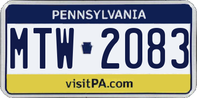 PA license plate MTW2083
