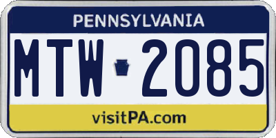 PA license plate MTW2085