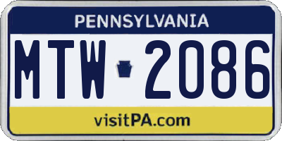 PA license plate MTW2086