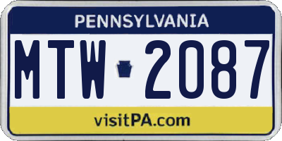 PA license plate MTW2087