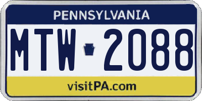 PA license plate MTW2088