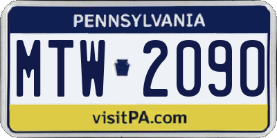 PA license plate MTW2090