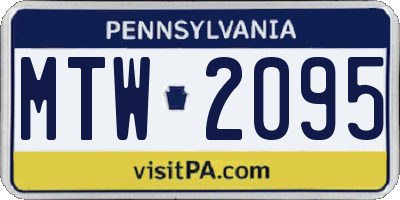 PA license plate MTW2095