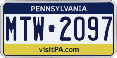 PA license plate MTW2097