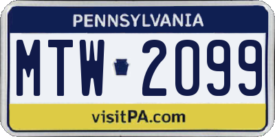 PA license plate MTW2099
