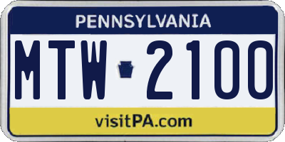 PA license plate MTW2100