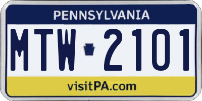 PA license plate MTW2101