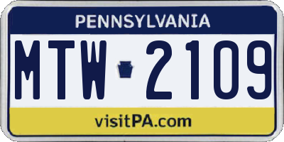 PA license plate MTW2109