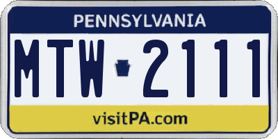 PA license plate MTW2111