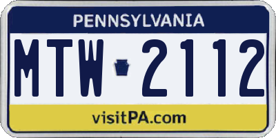 PA license plate MTW2112