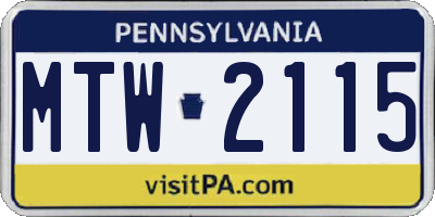 PA license plate MTW2115