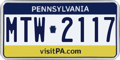 PA license plate MTW2117