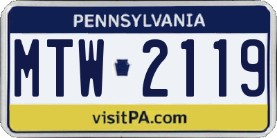 PA license plate MTW2119