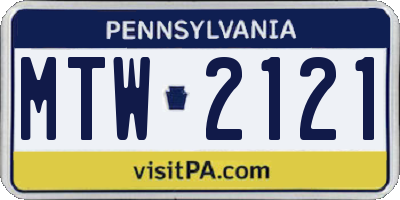 PA license plate MTW2121