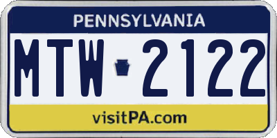 PA license plate MTW2122