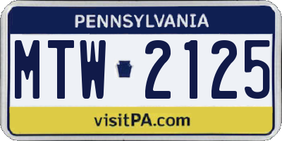 PA license plate MTW2125