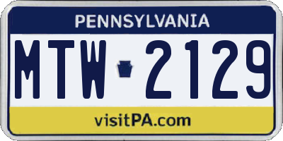 PA license plate MTW2129