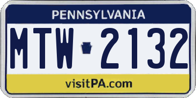 PA license plate MTW2132