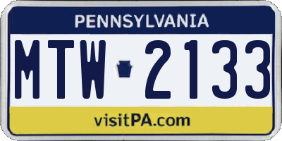 PA license plate MTW2133