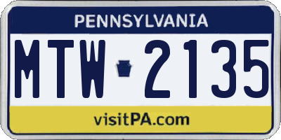 PA license plate MTW2135
