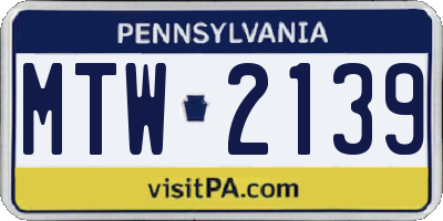 PA license plate MTW2139