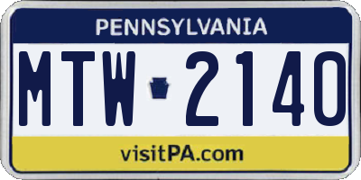 PA license plate MTW2140