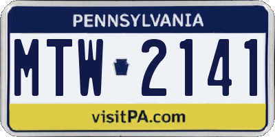 PA license plate MTW2141