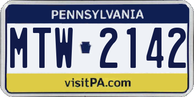 PA license plate MTW2142
