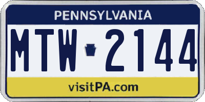 PA license plate MTW2144