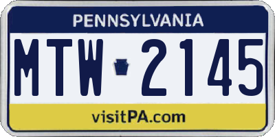 PA license plate MTW2145
