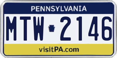 PA license plate MTW2146