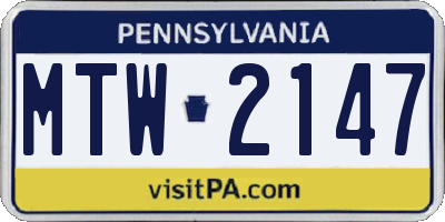 PA license plate MTW2147