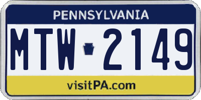 PA license plate MTW2149