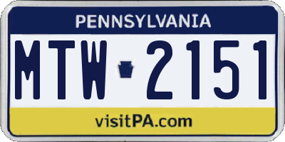 PA license plate MTW2151