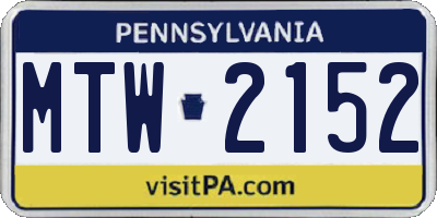 PA license plate MTW2152