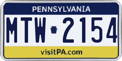 PA license plate MTW2154