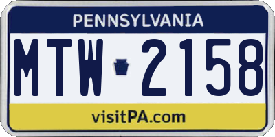PA license plate MTW2158