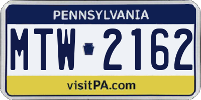 PA license plate MTW2162