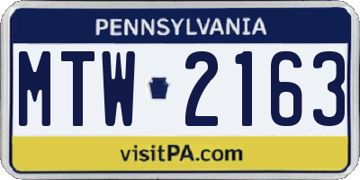 PA license plate MTW2163