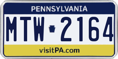 PA license plate MTW2164