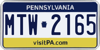 PA license plate MTW2165