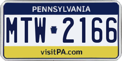 PA license plate MTW2166