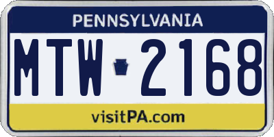 PA license plate MTW2168